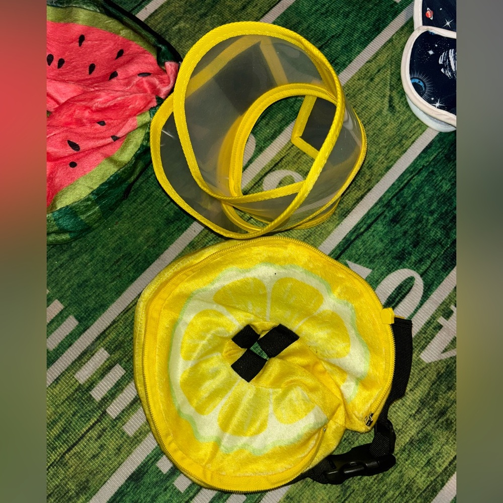Yellow dog collar with removable shield small 7”-9.5”